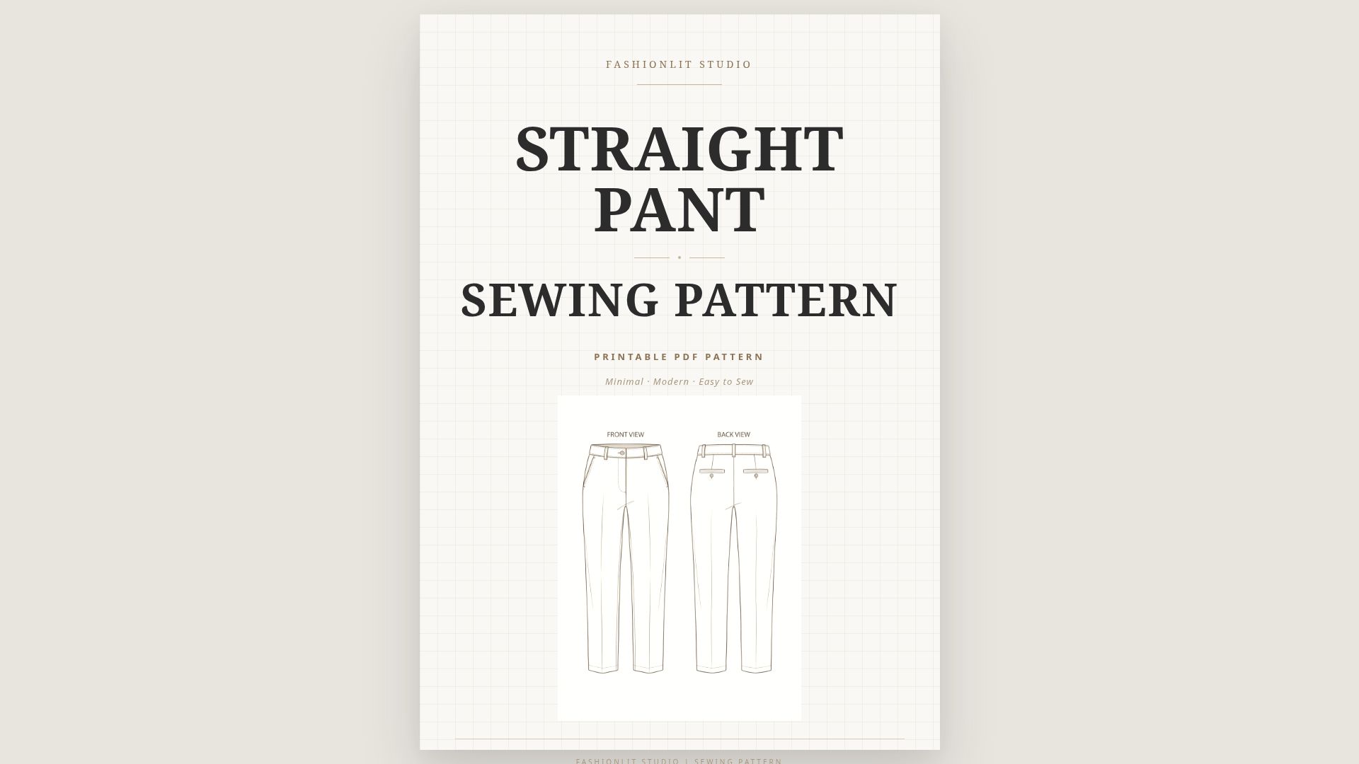 Straight Pant Sewing Pattern - Printable DIY Guide