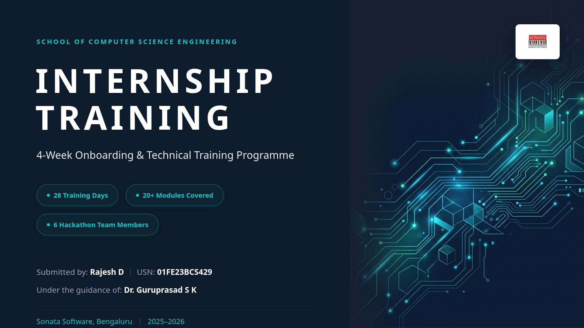 Software Engineering Internship Training Report | Sonata
