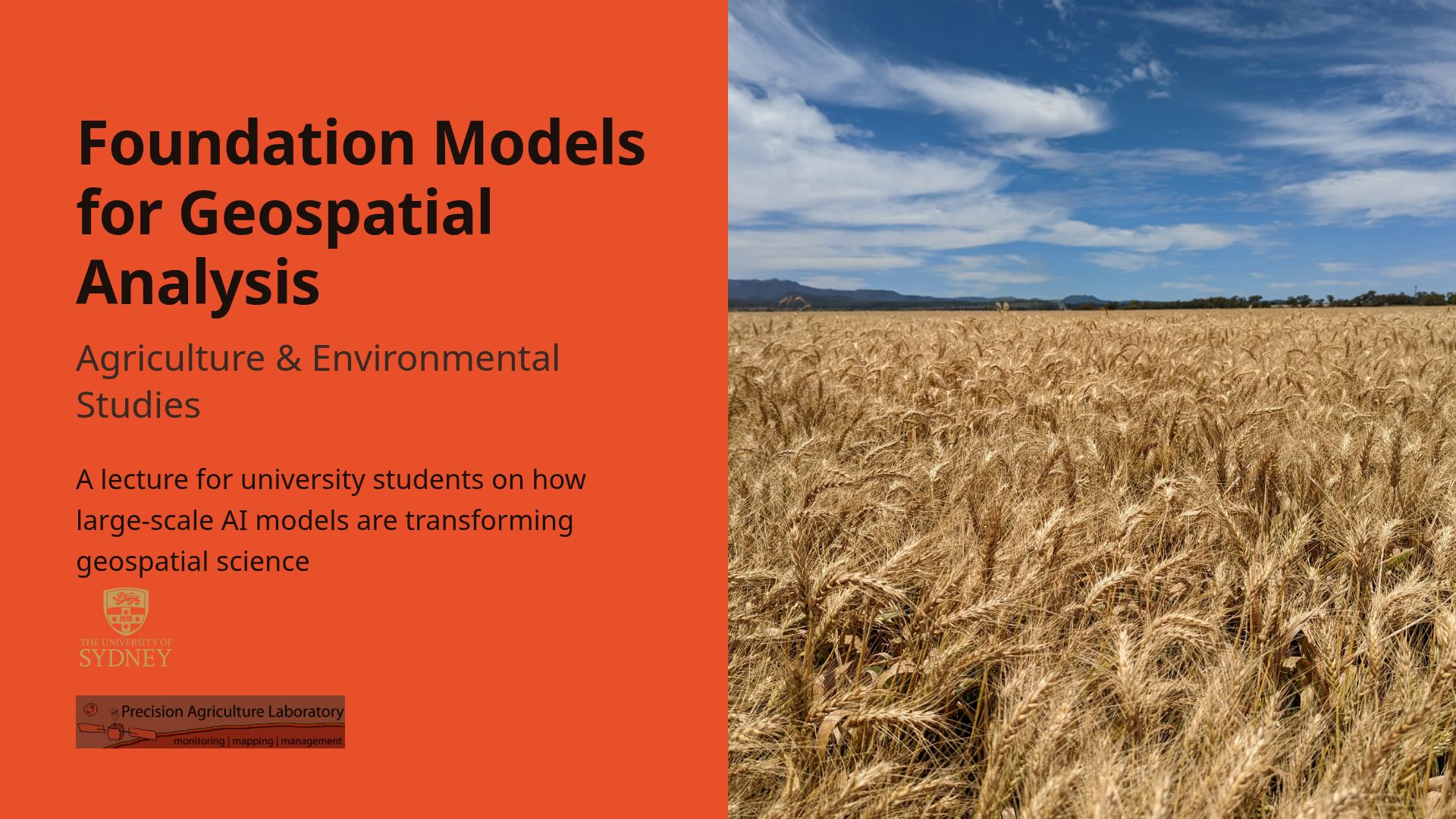 Geospatial Foundation Models for Agriculture & Environment