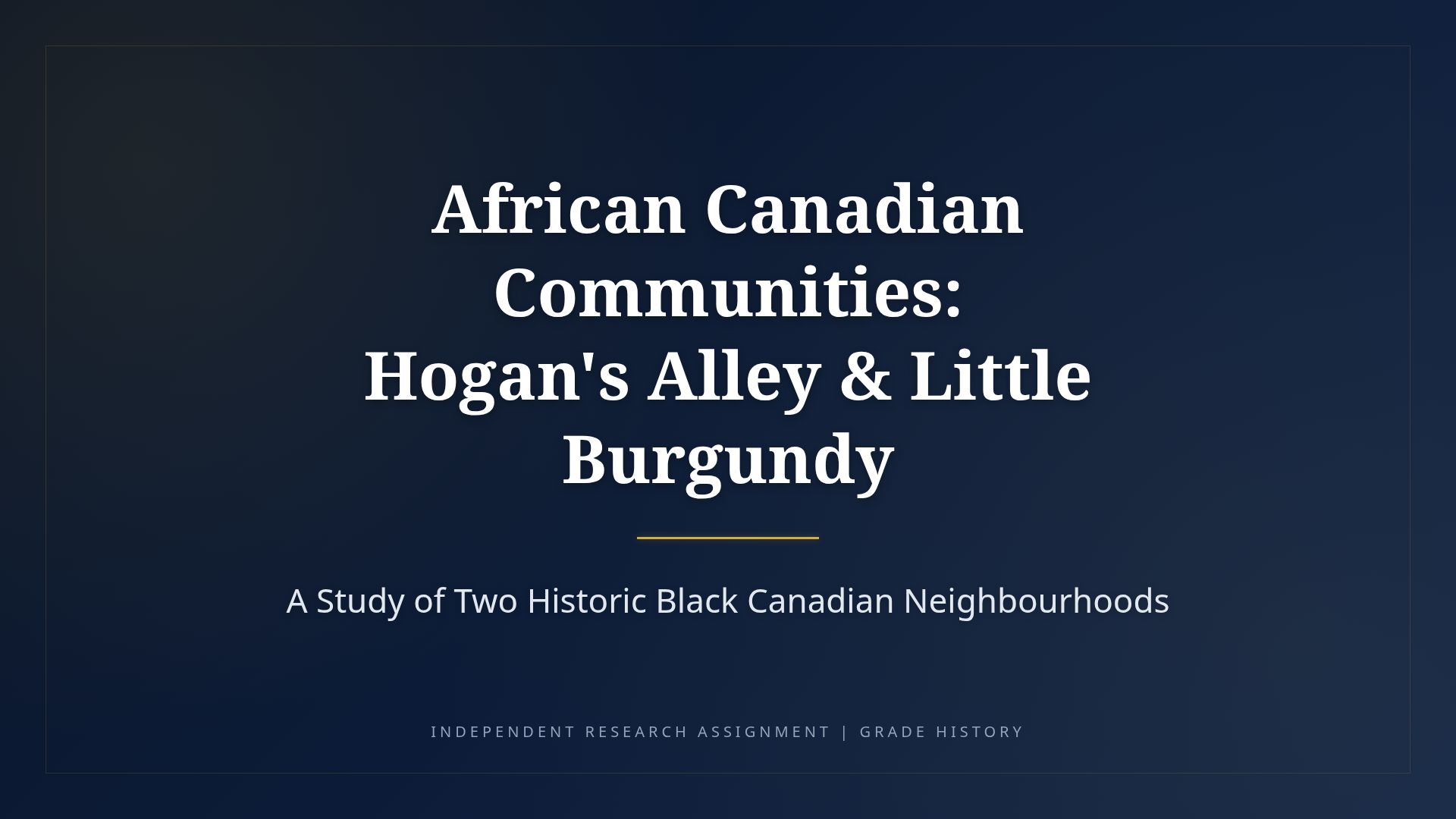 History of Hogan's Alley and Little Burgundy - Black Canada