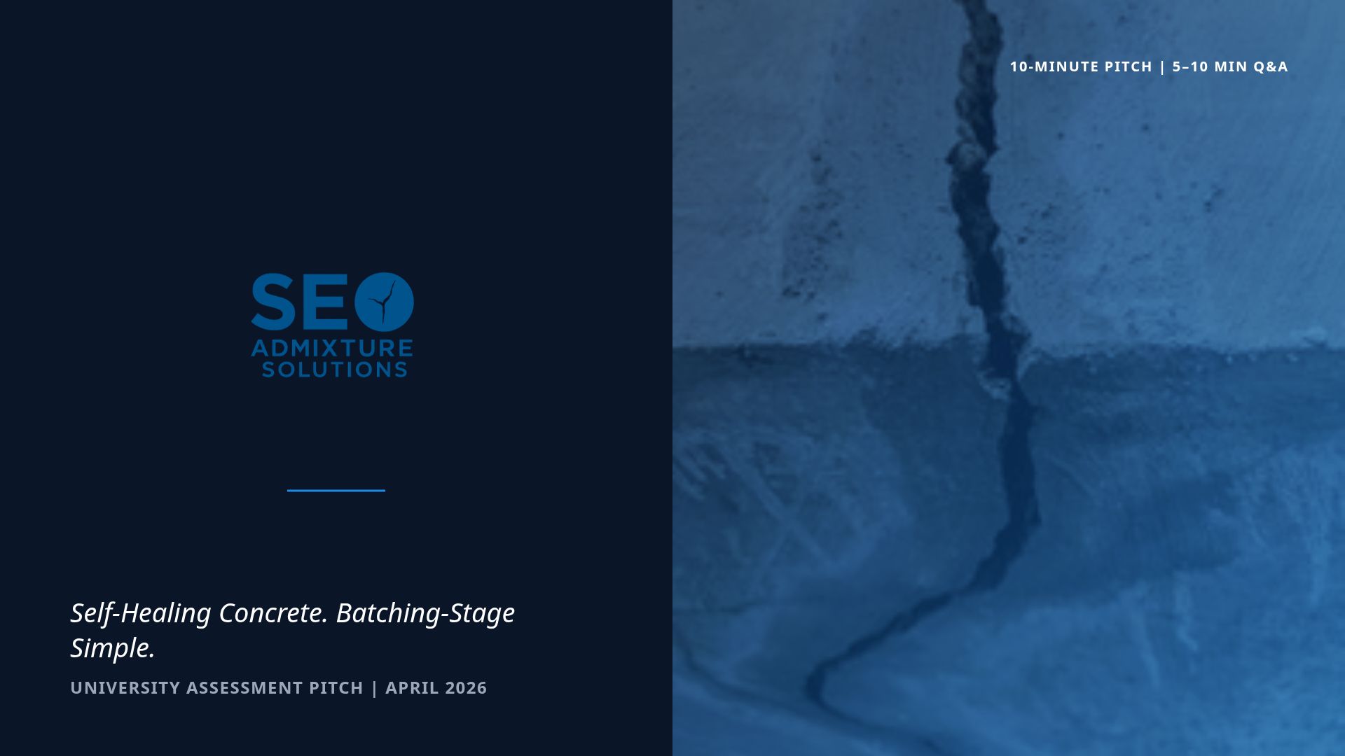 Self-Healing Concrete: Sustainable Admixture Pitch Deck
