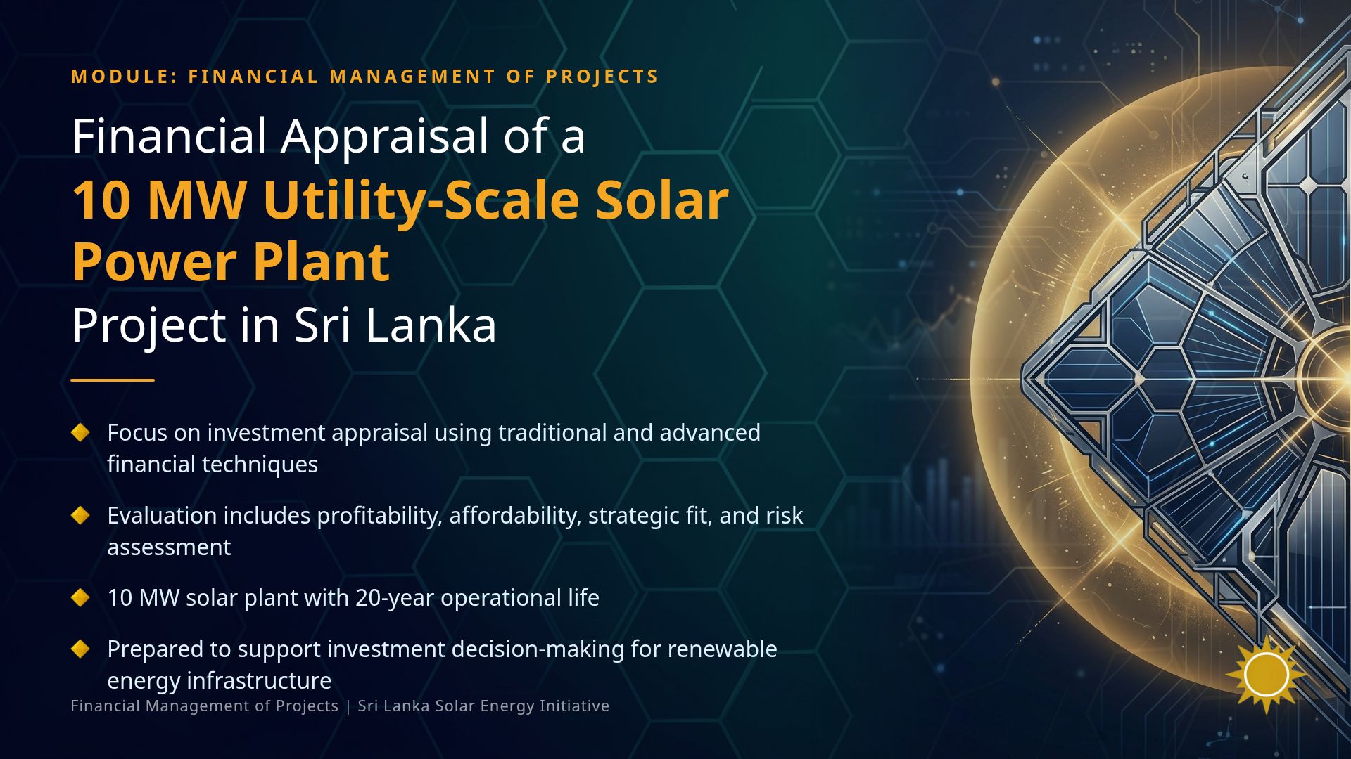 10 MW Solar Plant Financial Appraisal - Sri Lanka Project
