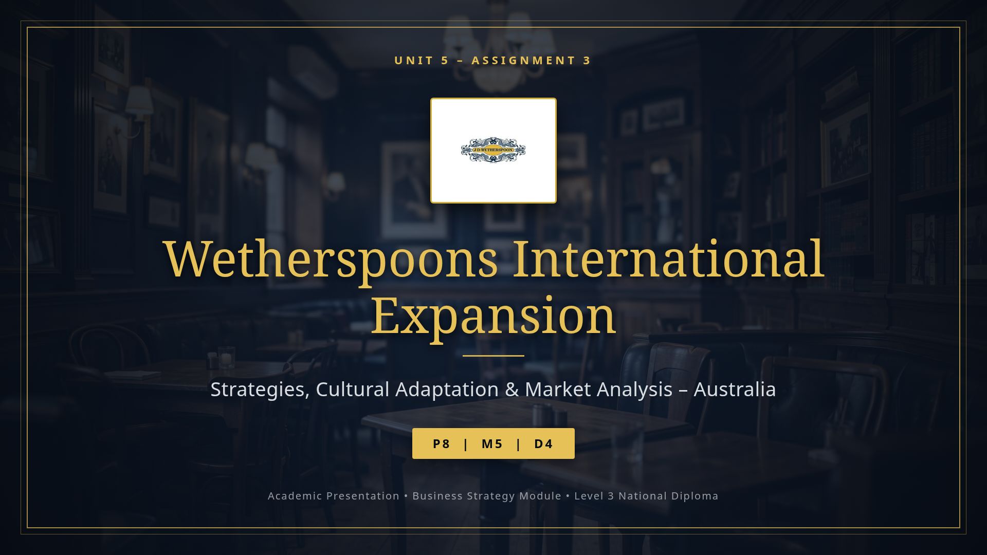 Wetherspoons International Expansion Strategy: Australia
