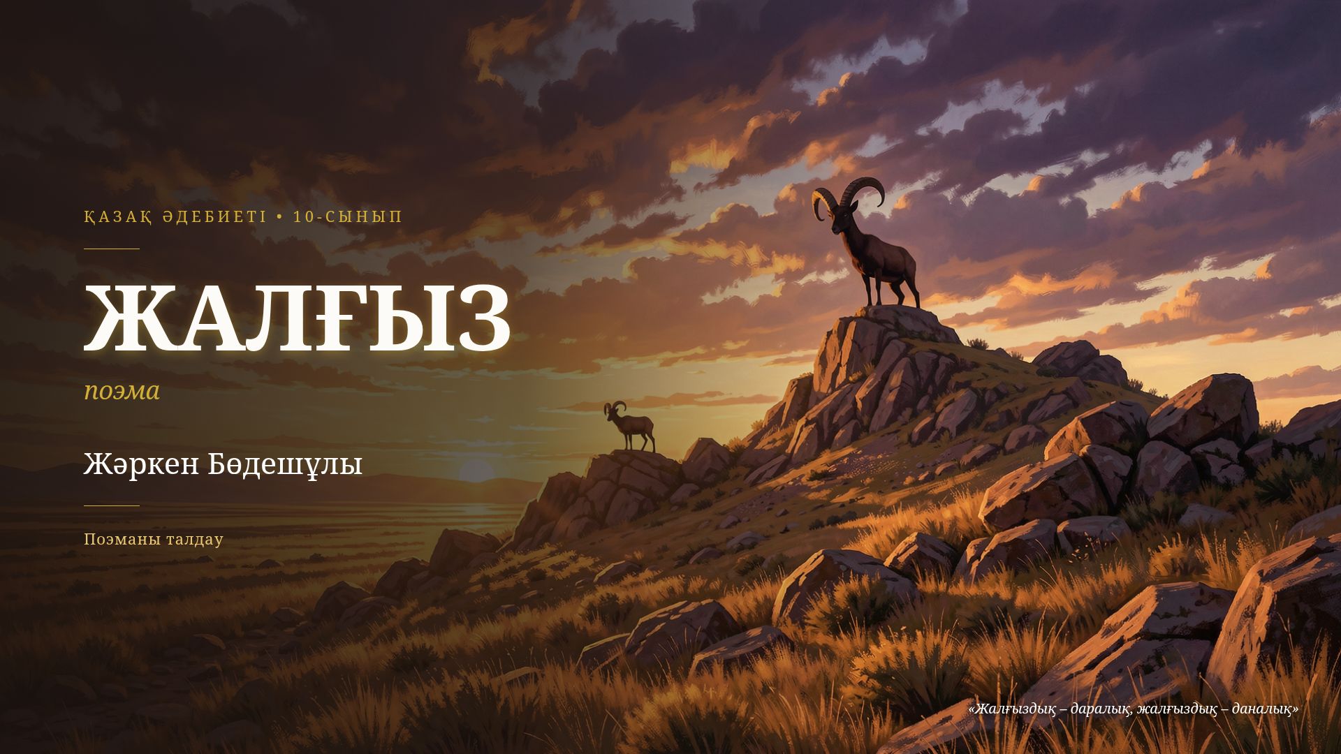 «Жалғыз» поэмасына талдау — Жәркен Бөдешұлы (10-сынып)