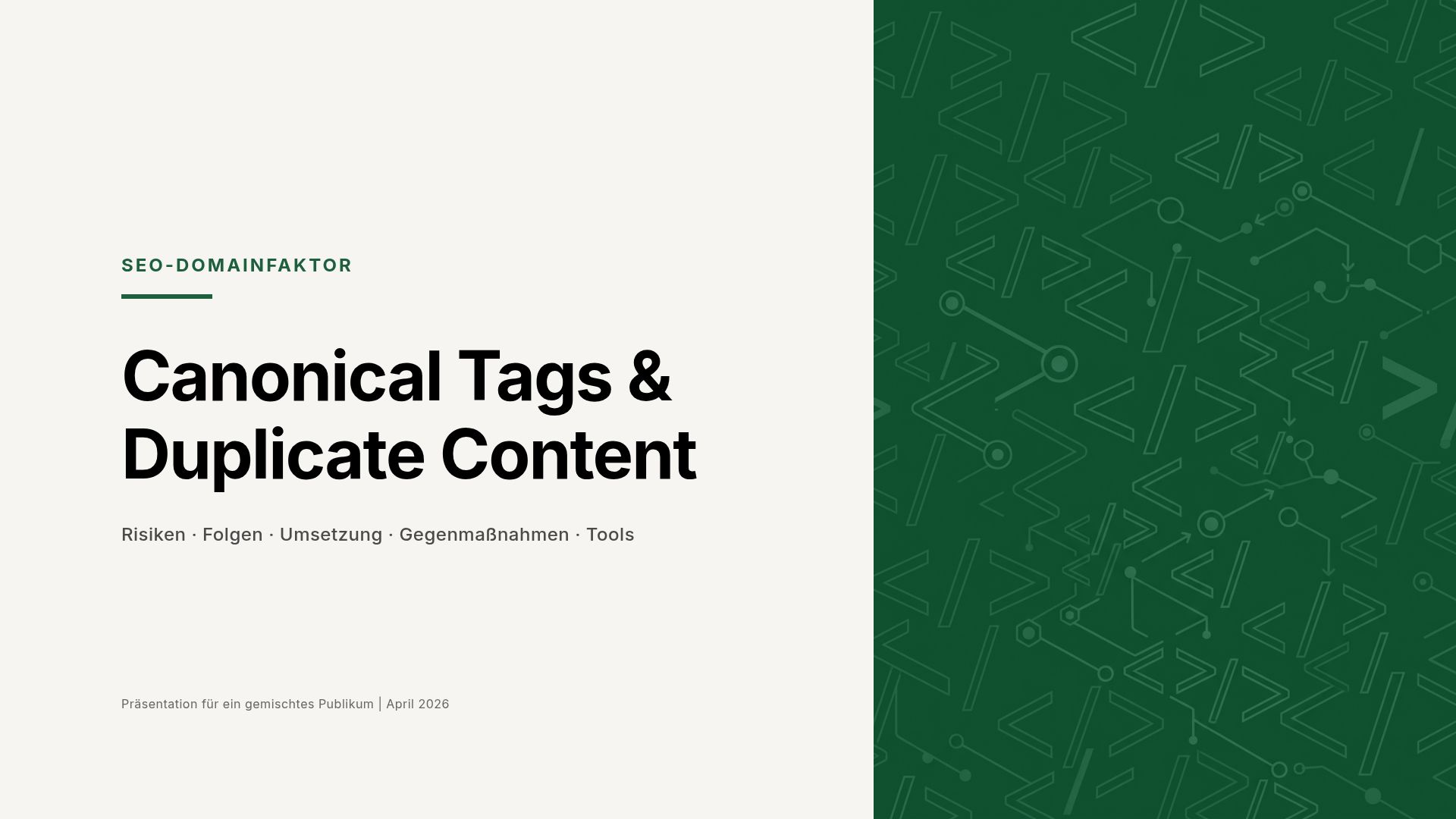 SEO-Domainfaktor: Canonical Tags & Duplicate Content