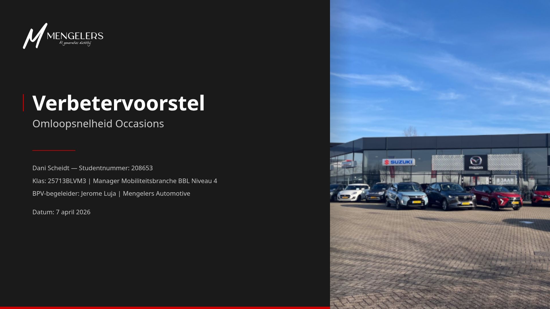 Omloopsnelheid Occasions Verbeteren: Verbetervoorstel