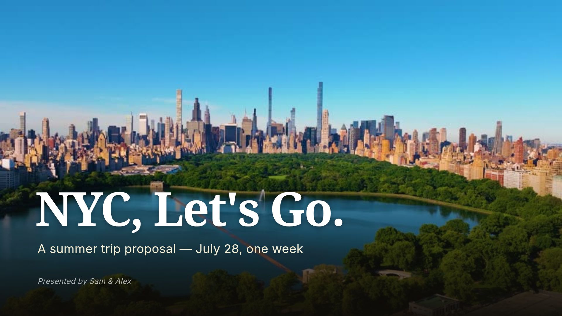 New York City Summer Trip Proposal & Budget Plan