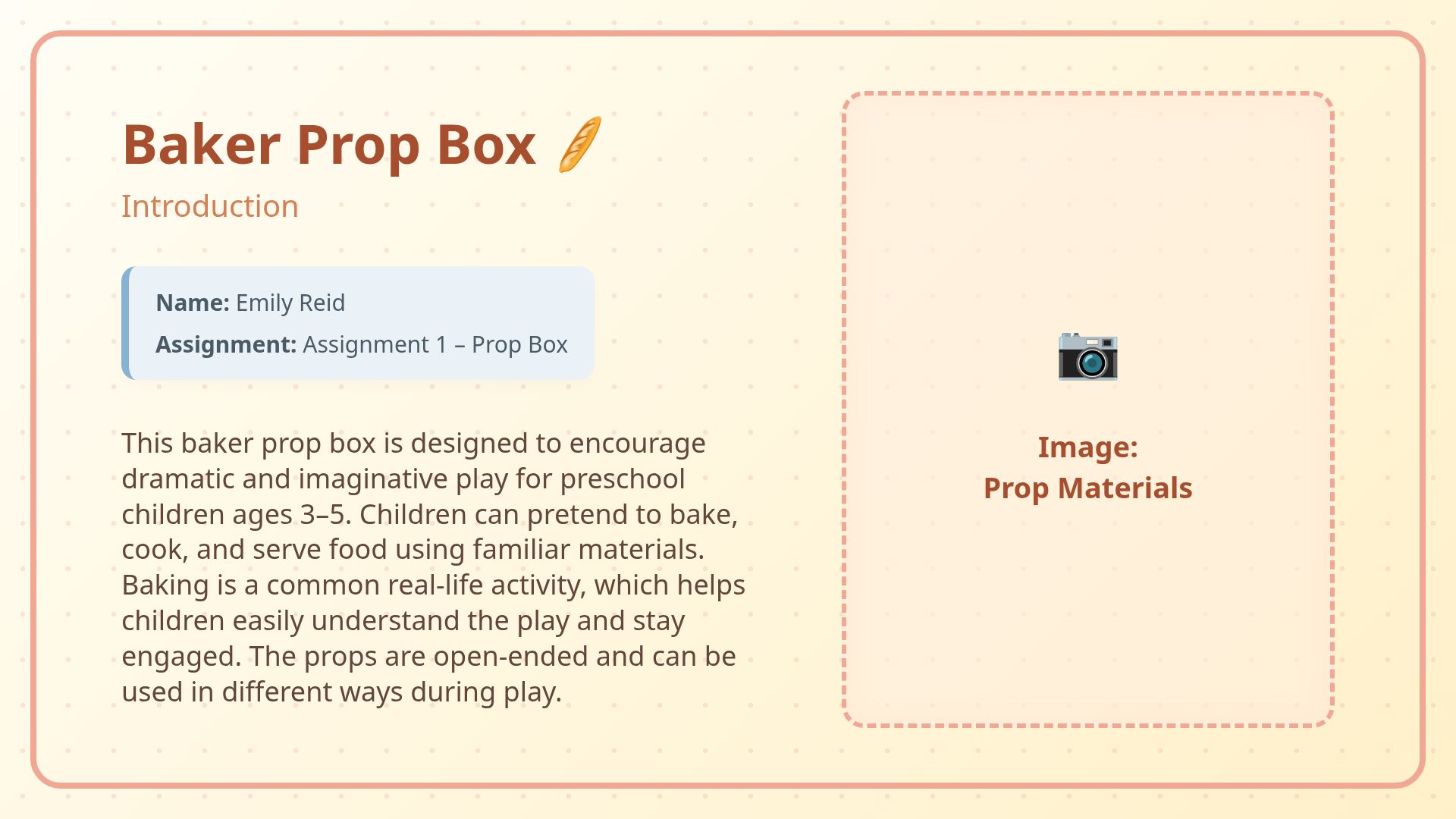 Baker Prop Box: Imaginative Play for Preschoolers