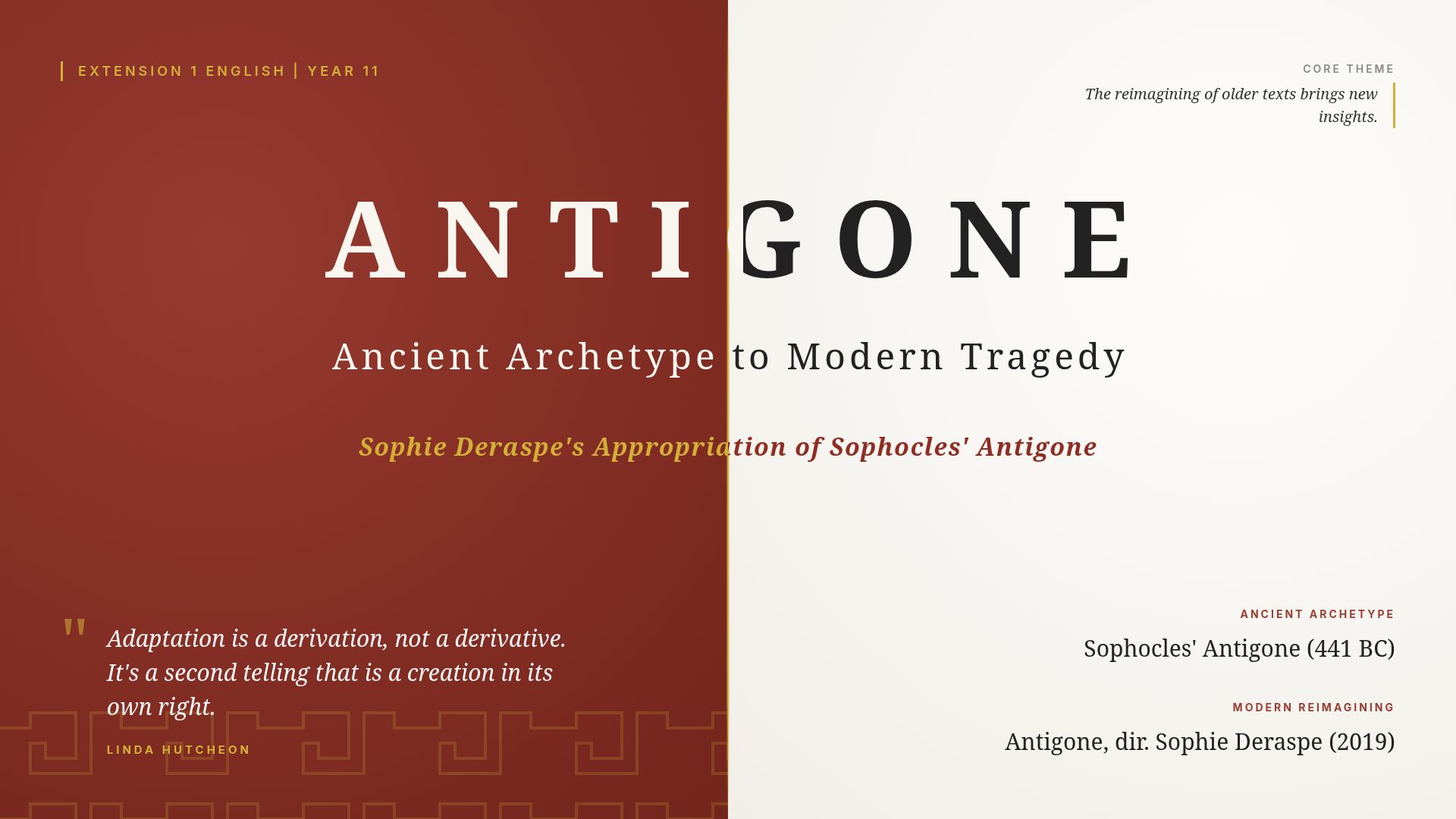 Sophocles vs. Deraspe: Analyzing the Modern Antigone