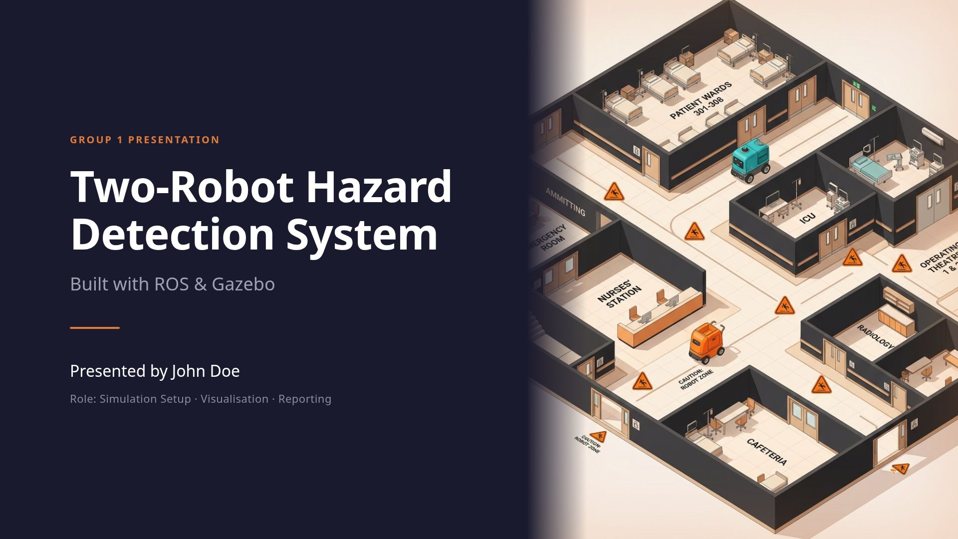 Two-Robot Hazard Detection System: ROS & Gazebo Simulation