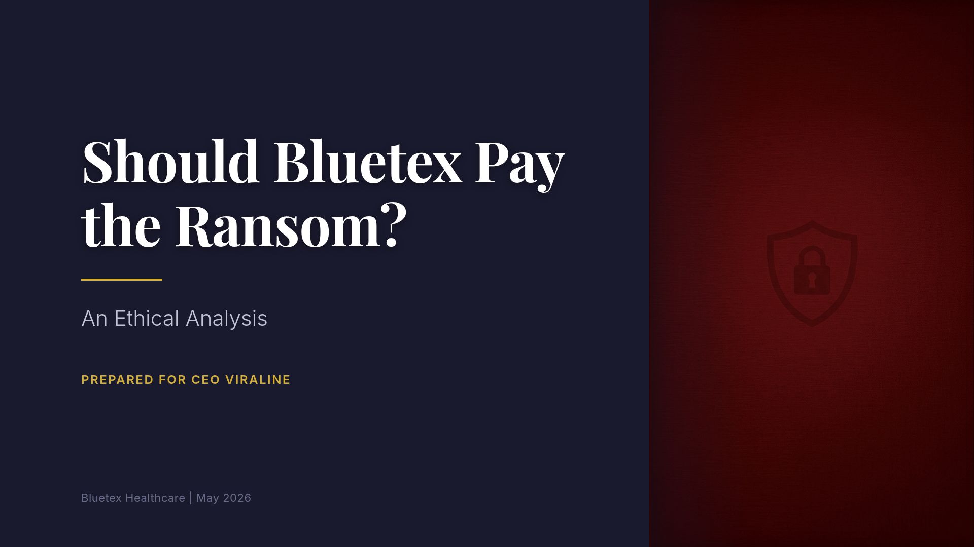 Ransomware Ethics in Healthcare: To Pay or Not to Pay?