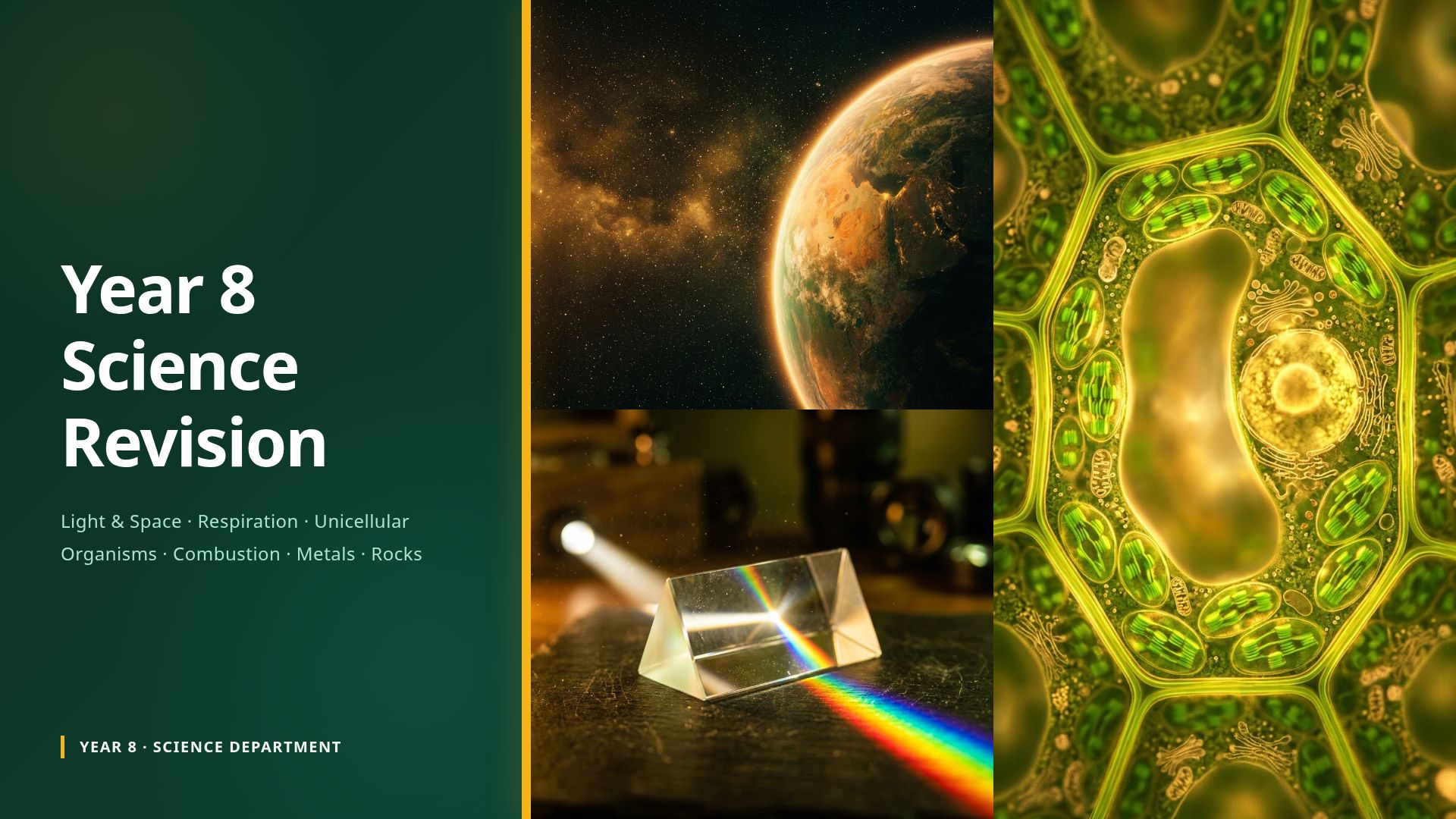 Year 8 Science Revision: Physics, Biology & Chemistry