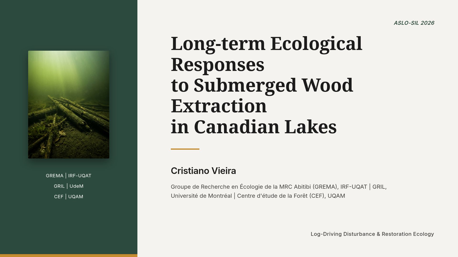 Ecological Impacts of Submerged Wood Removal in Lakes