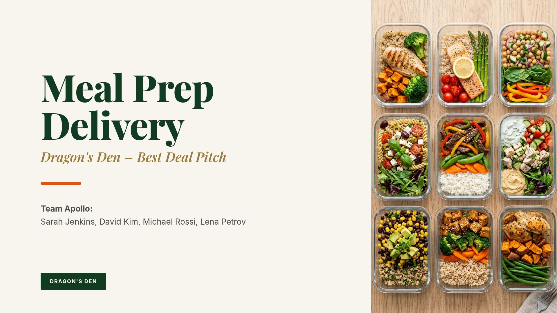 Meal Prep Delivery Pitch Deck: Scaling for Growth