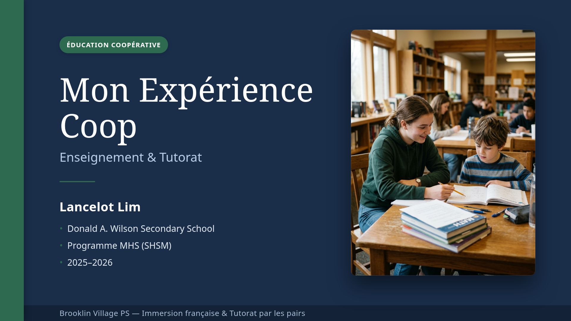 Expérience Coop : Enseignement et Tutorat en Immersion
