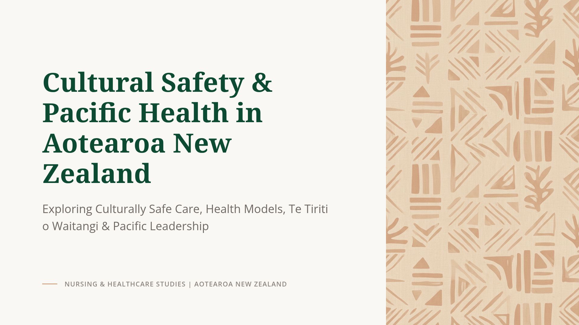 Cultural Safety & Pacific Health in Aotearoa New Zealand