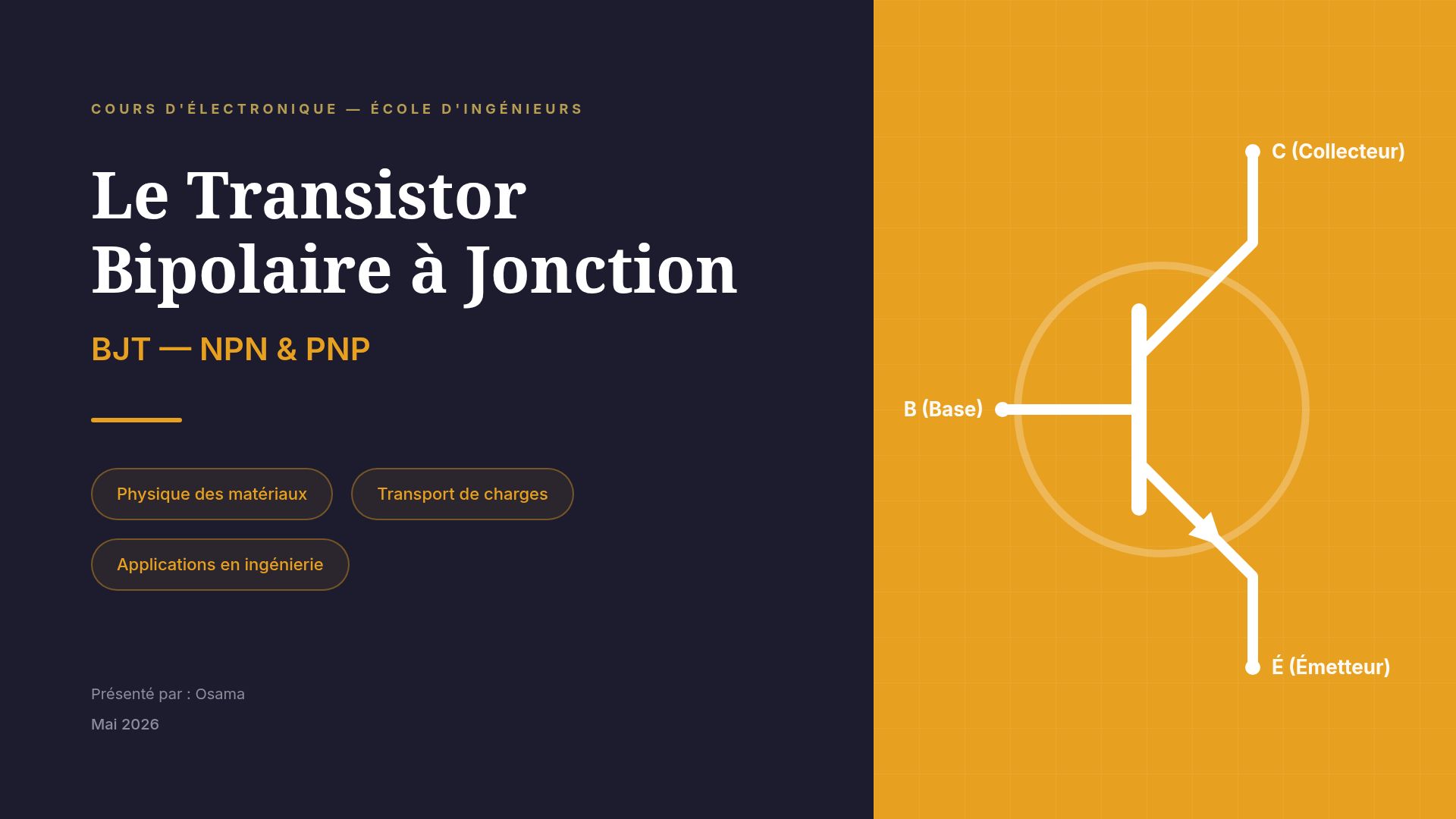 Le Transistor Bipolaire à Jonction (BJT) : Cours d'Électronique