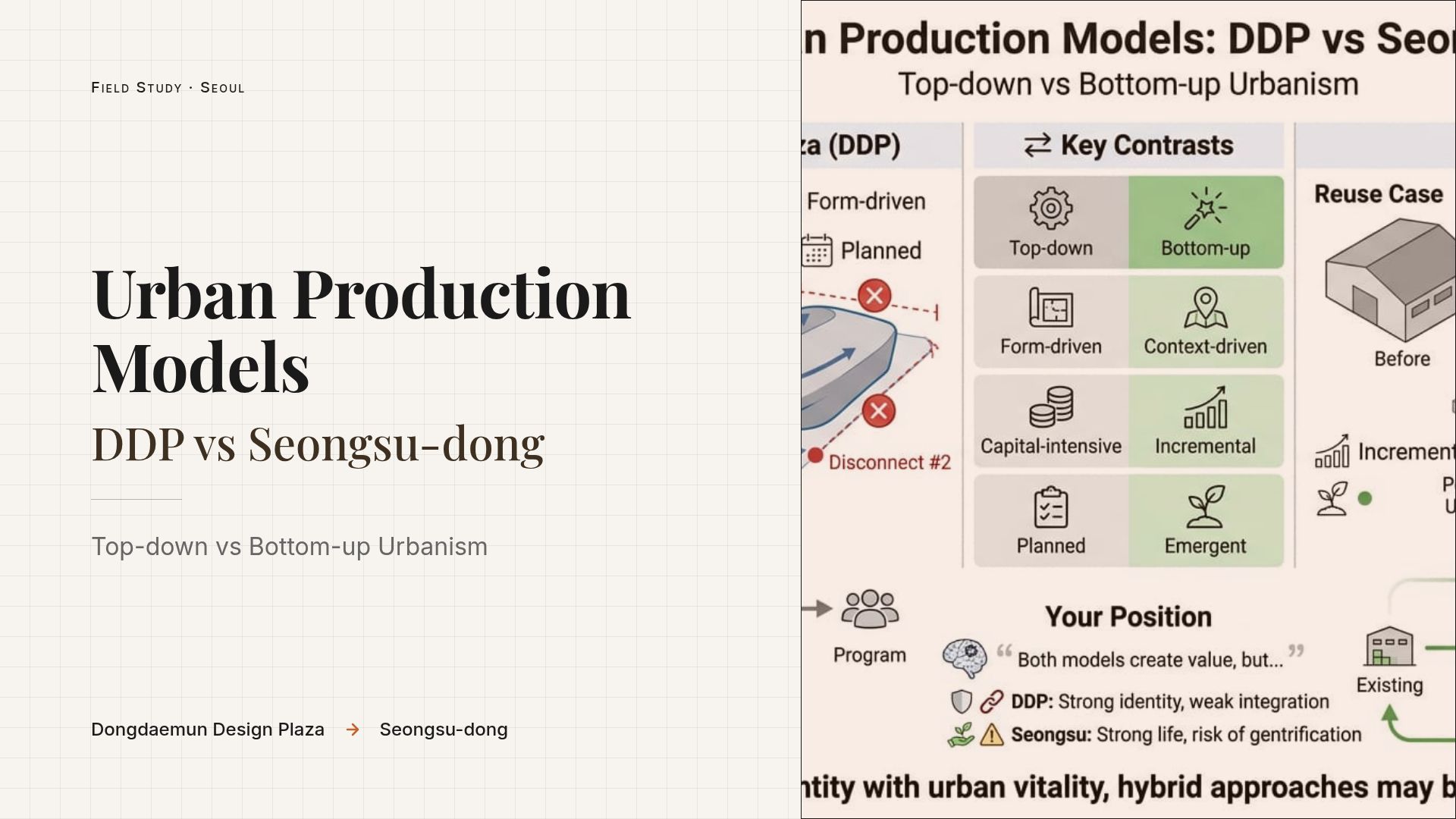 Top-Down vs Bottom-Up Urbanism: DDP & Seongsu-dong Study