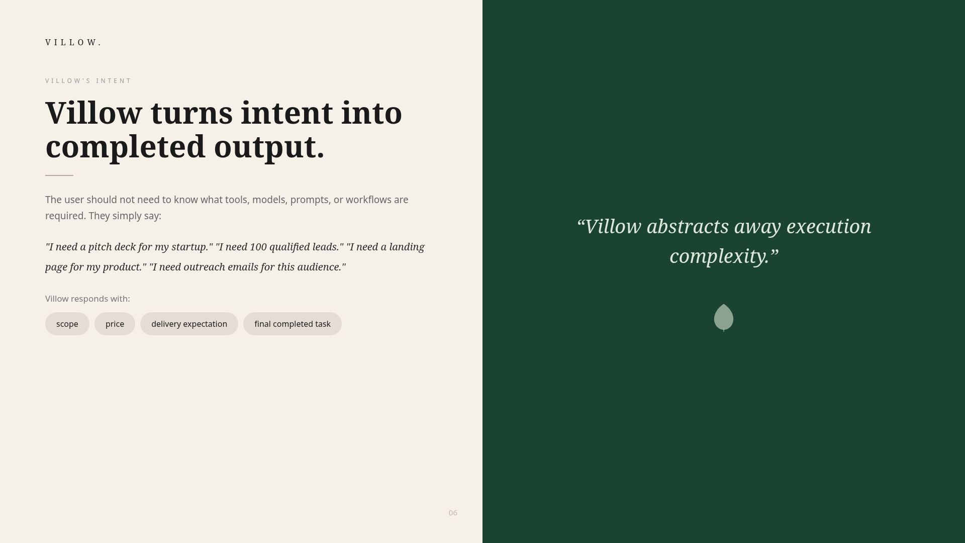 Villow Pitch Deck: The Outcome Layer for Digital Work
