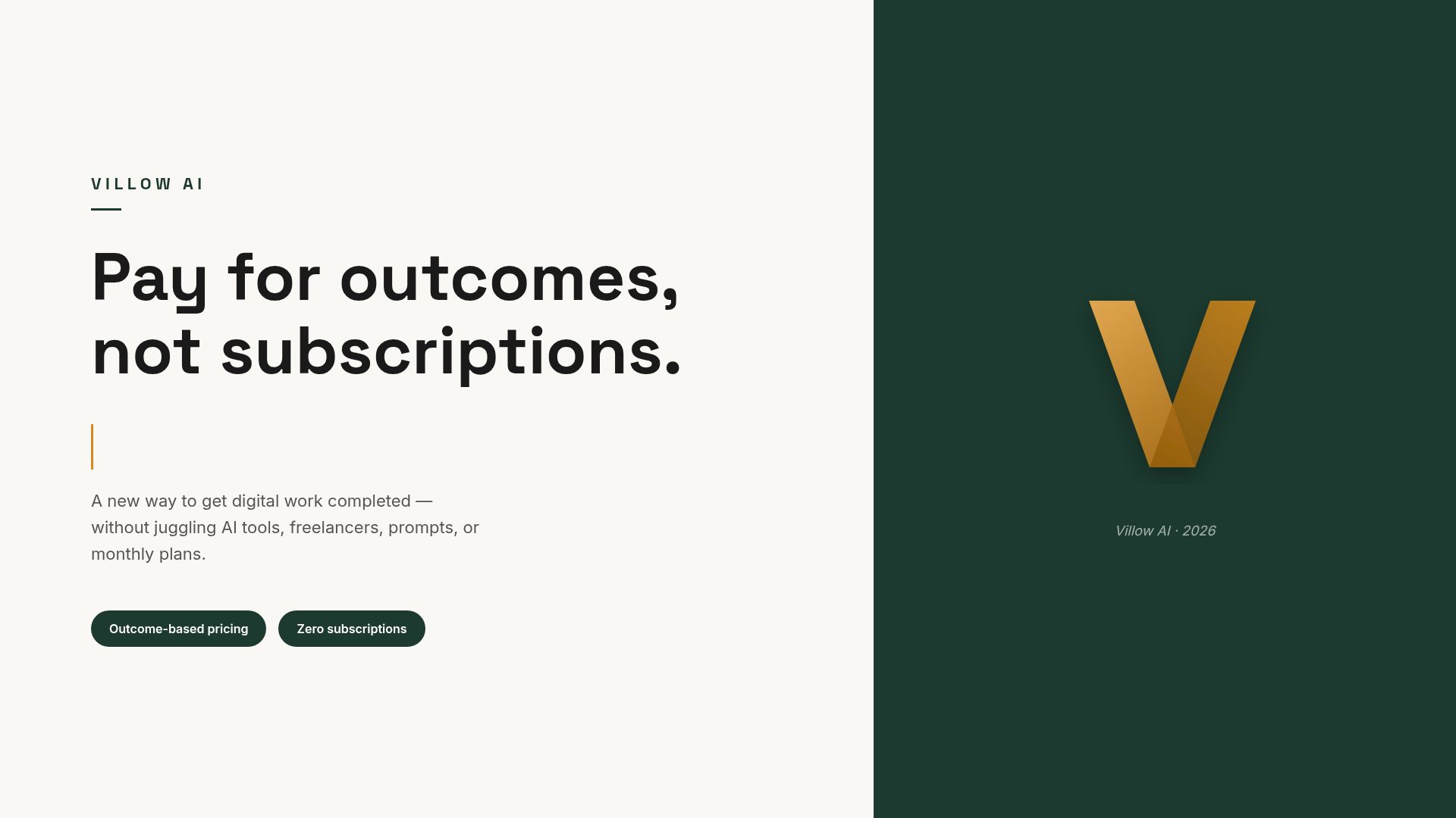 Villow AI Pitch Deck: Outcome-Based AI Services