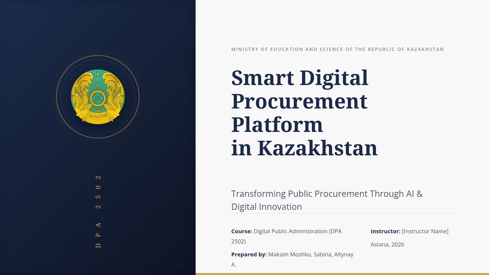 Smart Digital Procurement Platform for Kazakhstan