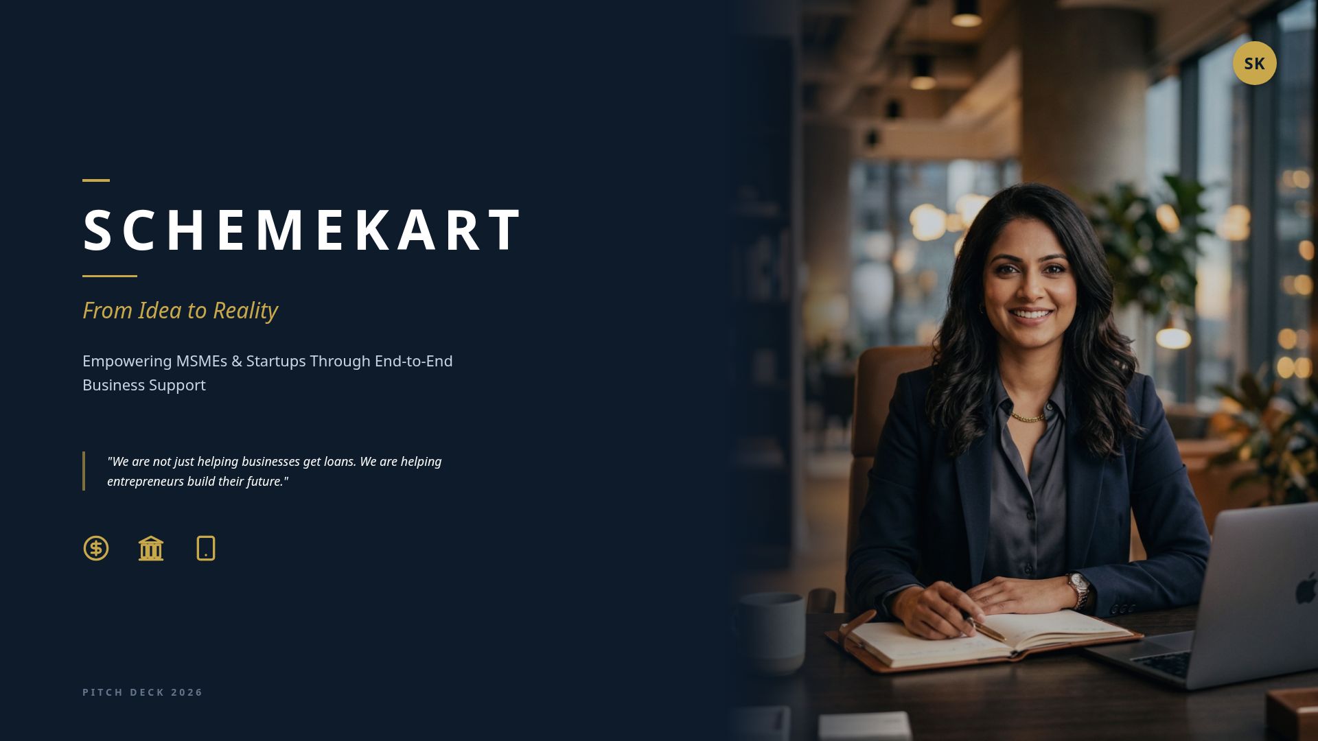 SchemeKart Pitch Deck: Business Support for MSMEs & Startups