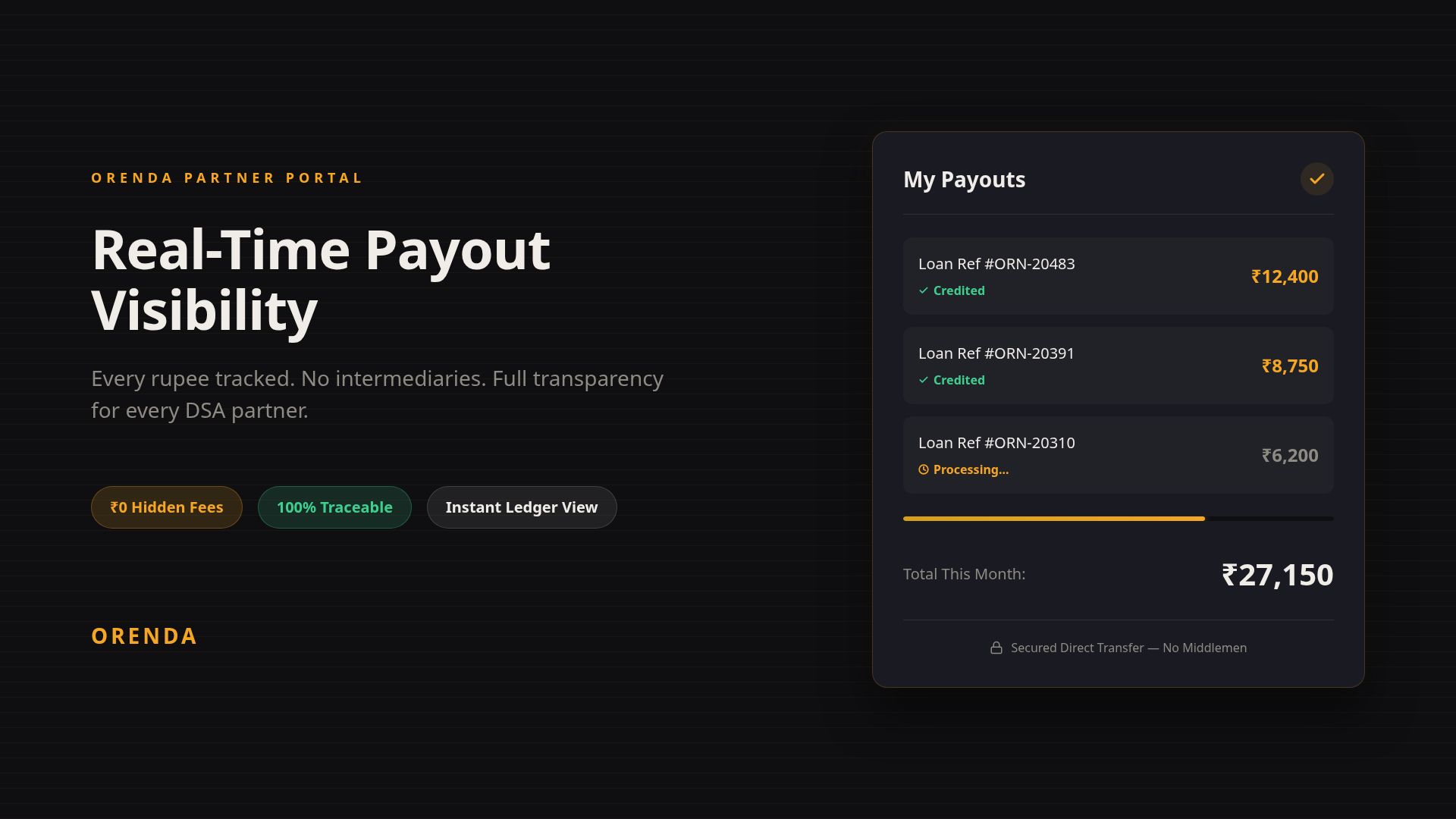 Orenda Partner Portal: Real-Time DSA Payout Visibility