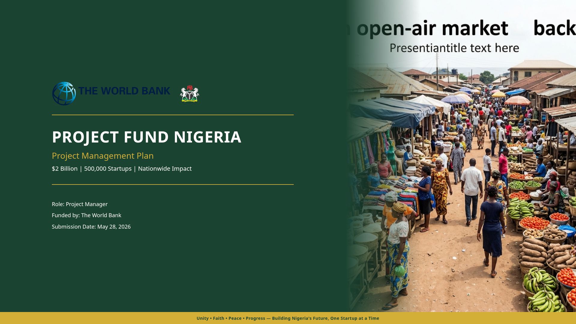 Project Fund Nigeria: World Bank Startup Initiative Plan