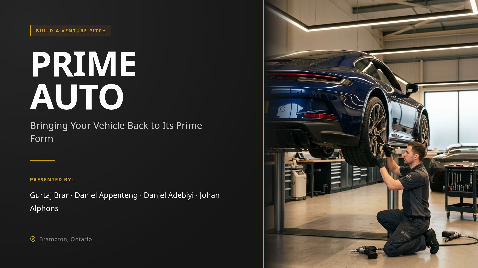 Prime Auto: Mobile Mechanic Startup Pitch Deck