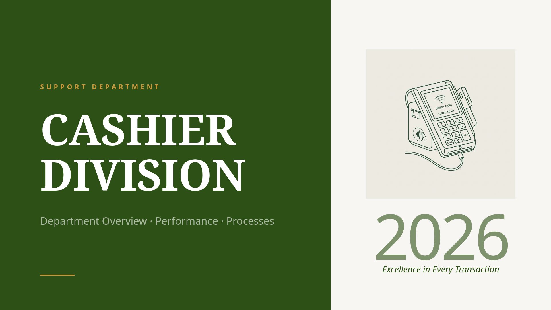 Cashier Division Operations & Performance Overview 2026