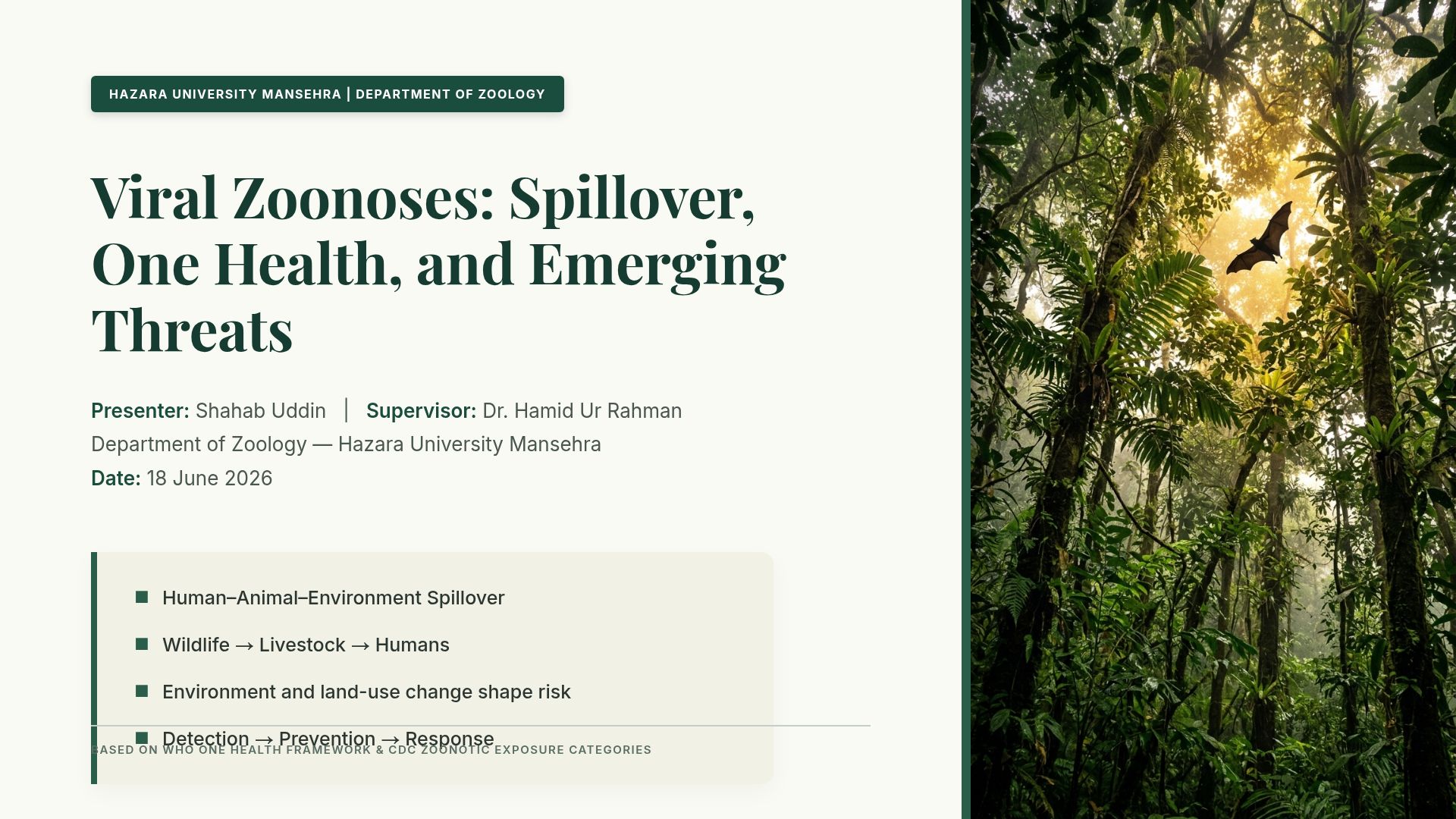 Viral Zoonoses: Spillover, One Health & Emerging Threats