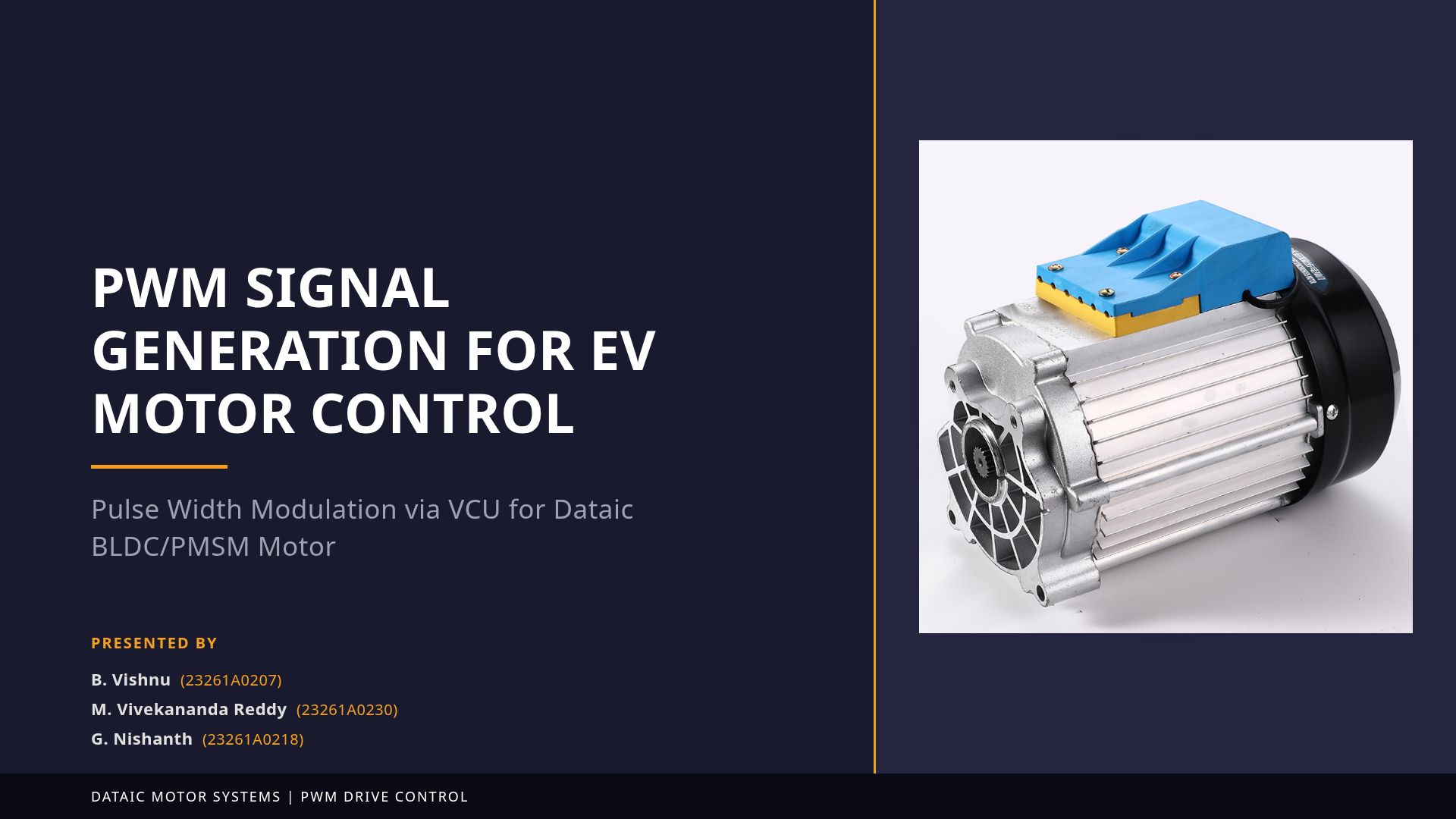PWM Signal Generation for EV Motor Control & VCU Drive