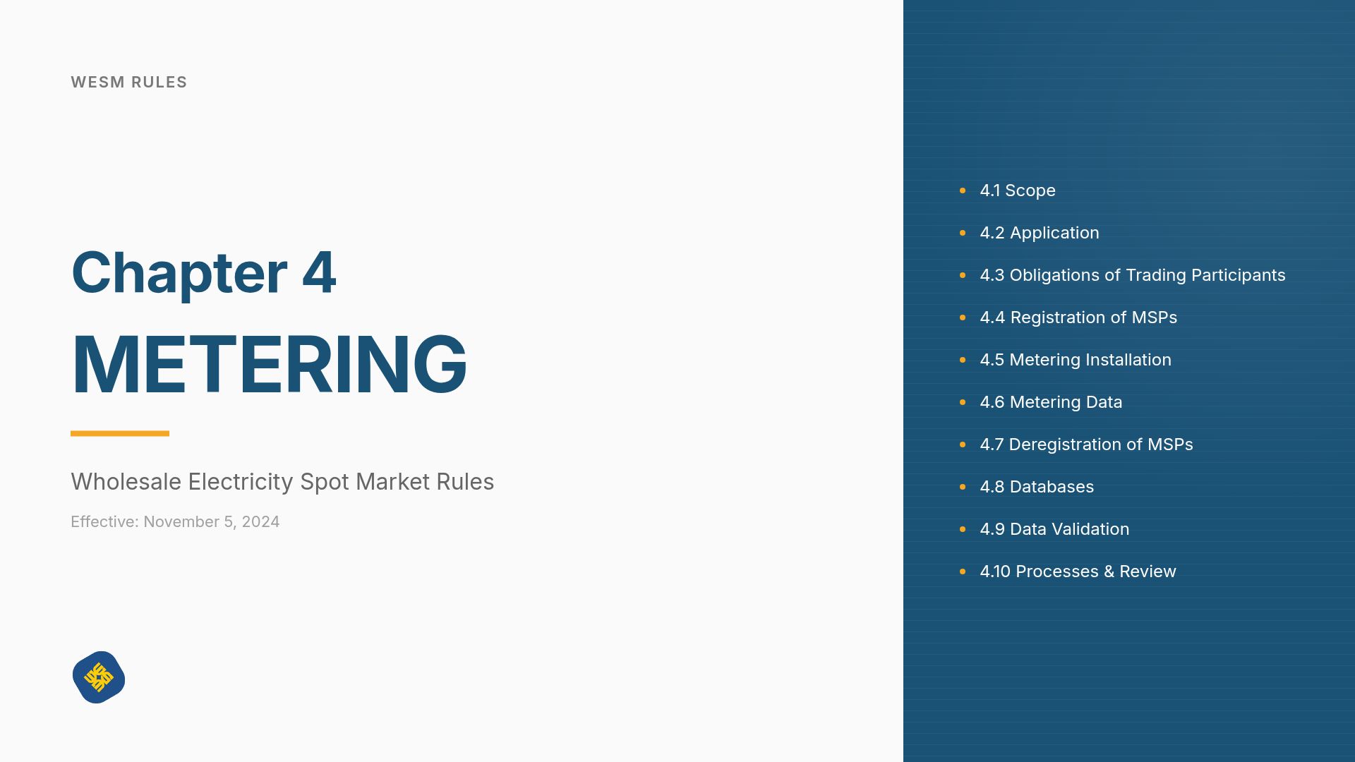 WESM Rules Chapter 4: Electricity Metering Requirements