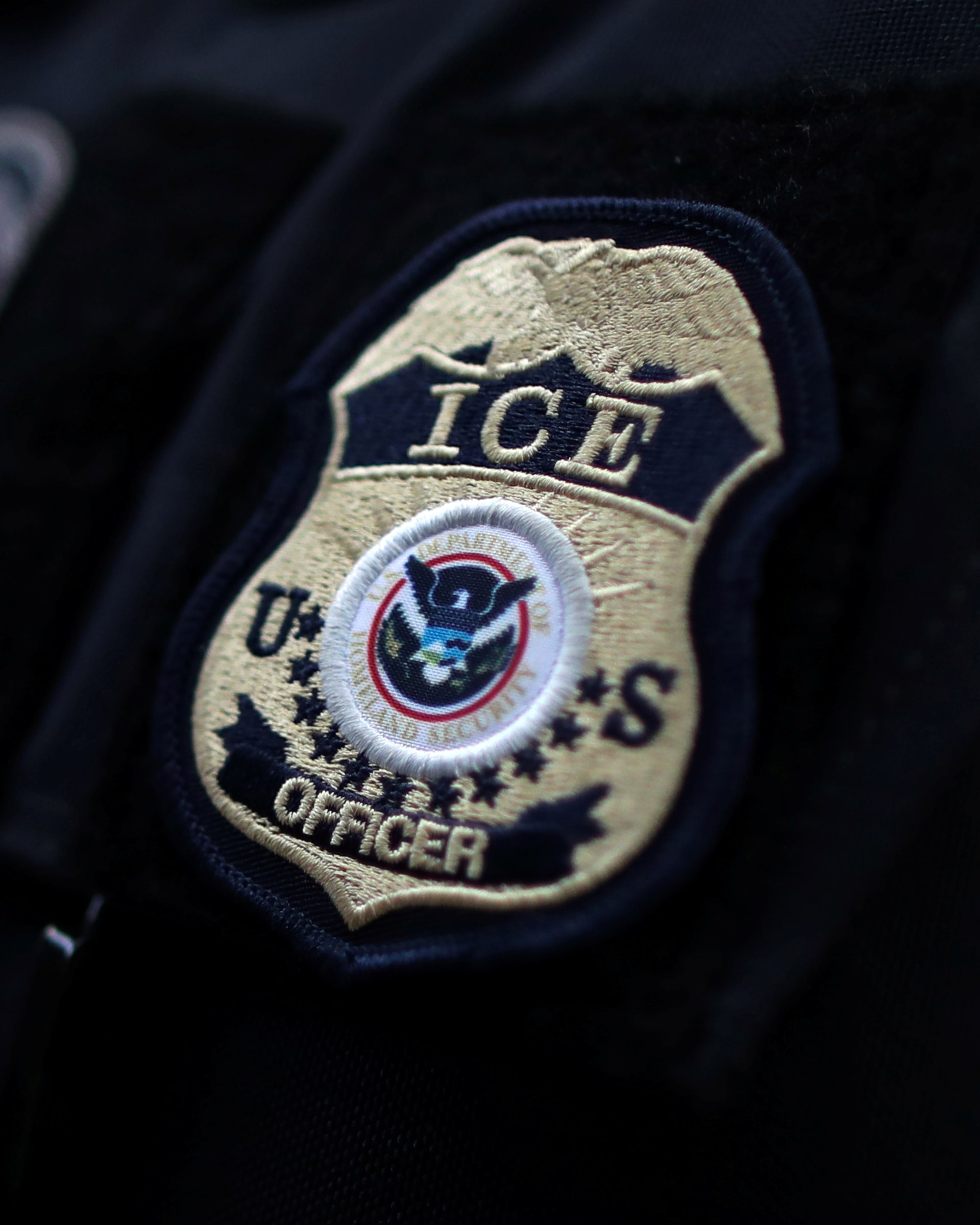 Official uniform patch of a US Immigration and Customs Enforcement officer details