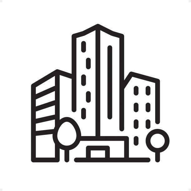 office building icon simple line art