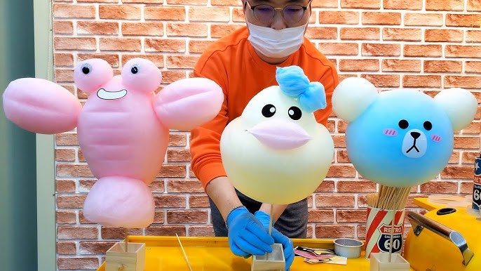 cute bear or panda shaped cotton candy art character