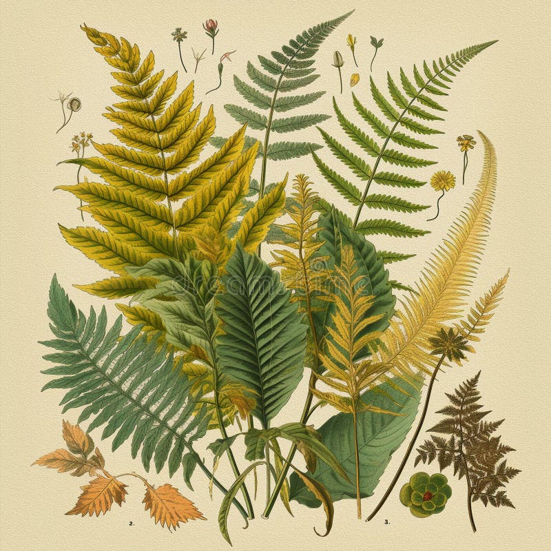 Vintage botanical ferns