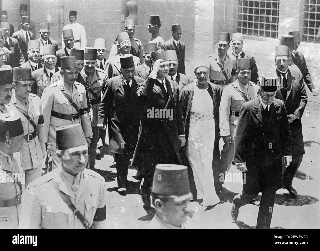 King Farouk visiting an event historical photo black and white