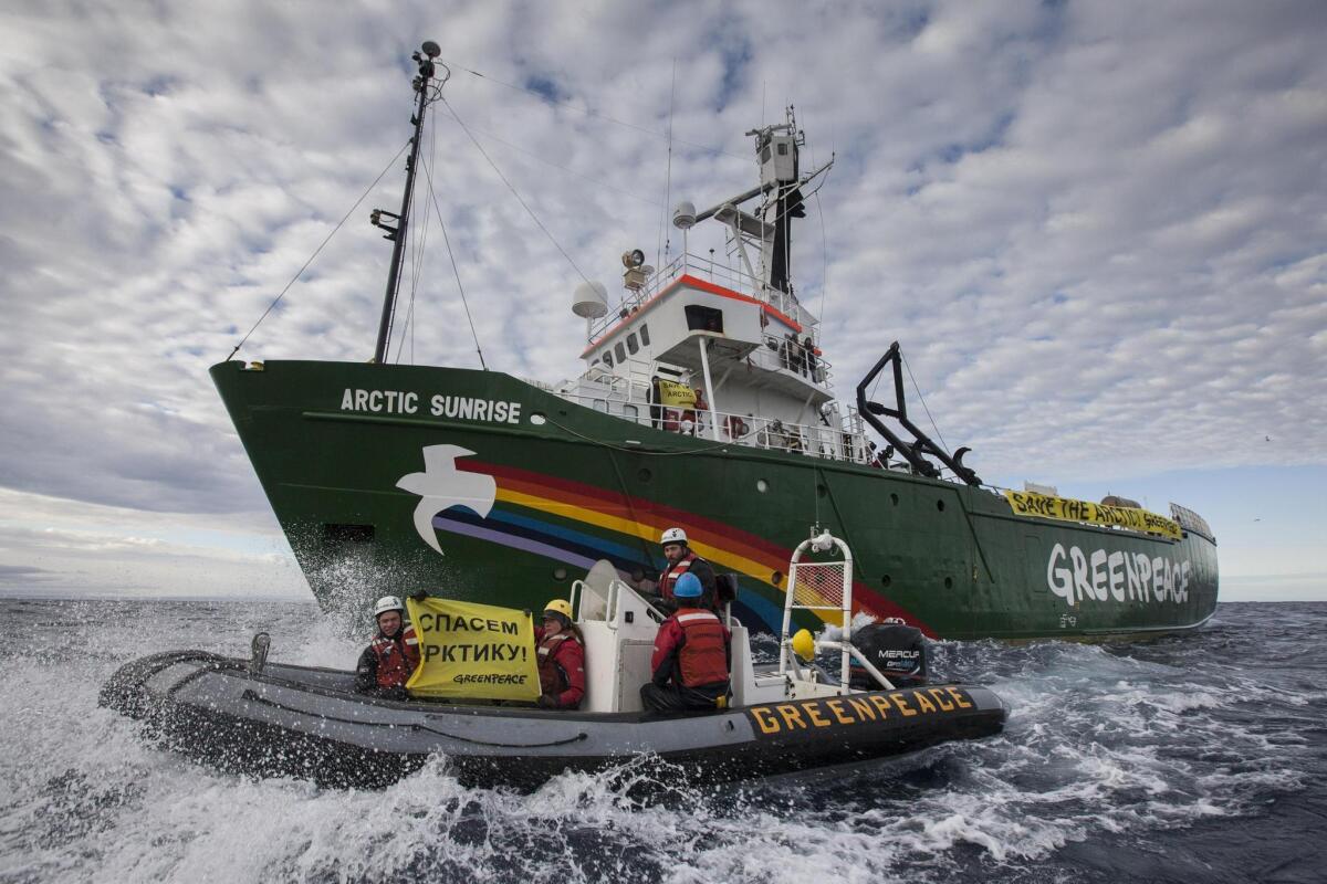 Greenpeace ship or activist boat at sea news photo