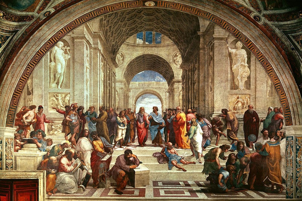 Raphael's School of Athens fresco showing Hypatia