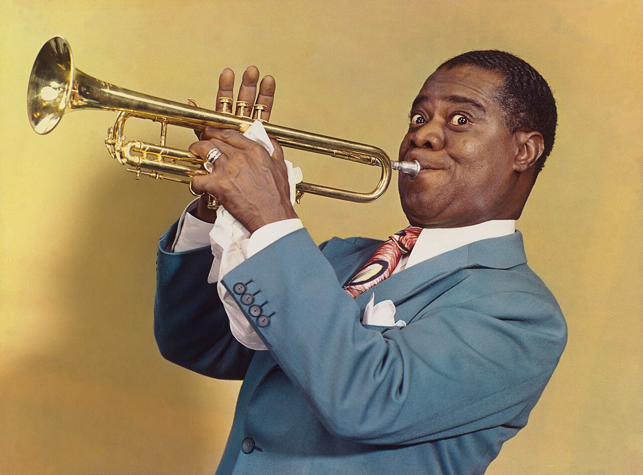 Louis Armstrong playing trumpet
