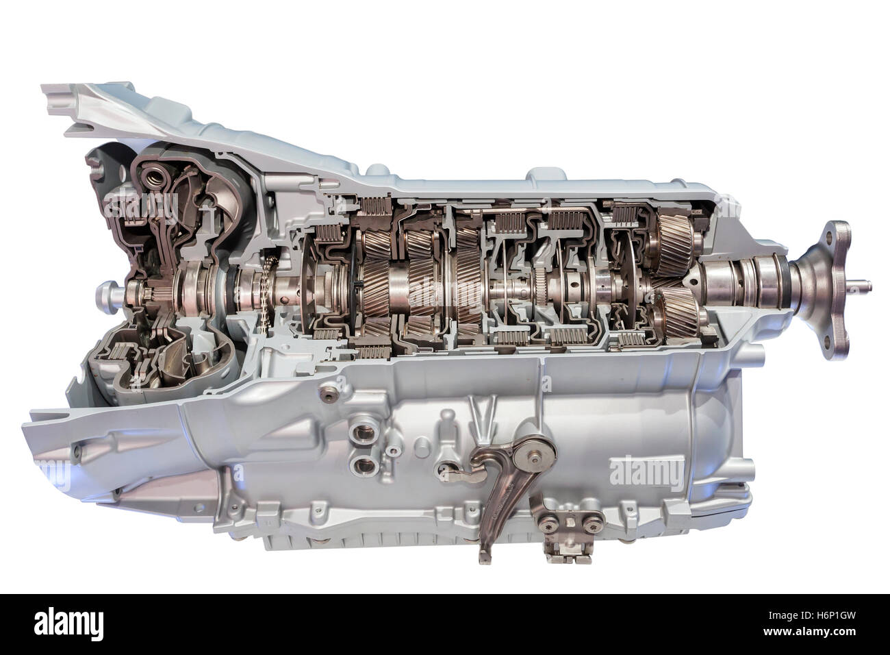 Automobile transmission gearbox cross section