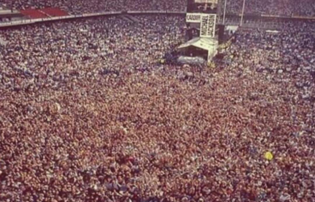 Massive crowd Michael Jackson concert stadium view
