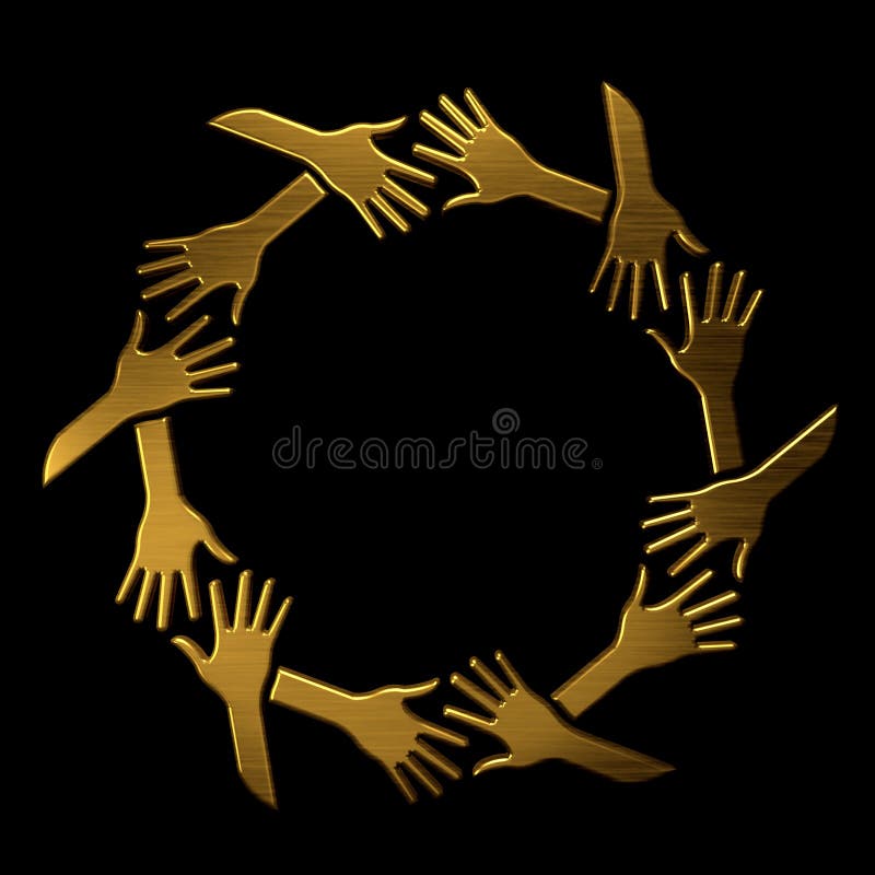icon of hands holding circular soundwave symbol gold grey