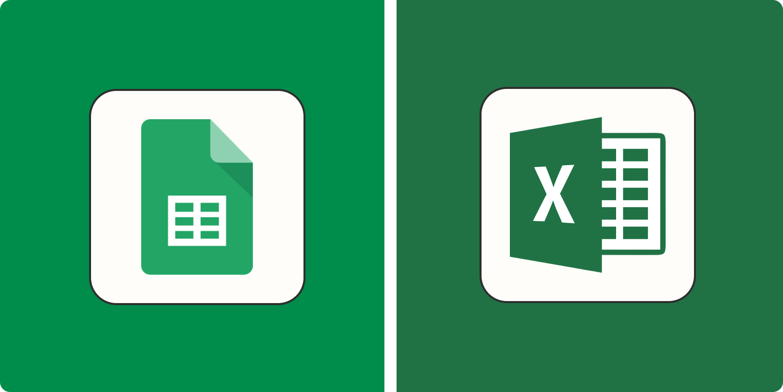 Microsoft Excel Apple Numbers Google Sheets logos icon collage