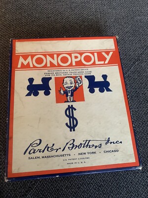 vintage monopoly board game box 1930s