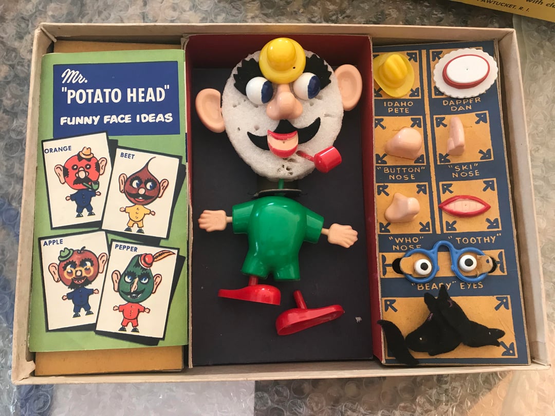 original 1952 Mr. Potato Head toy using a real potato