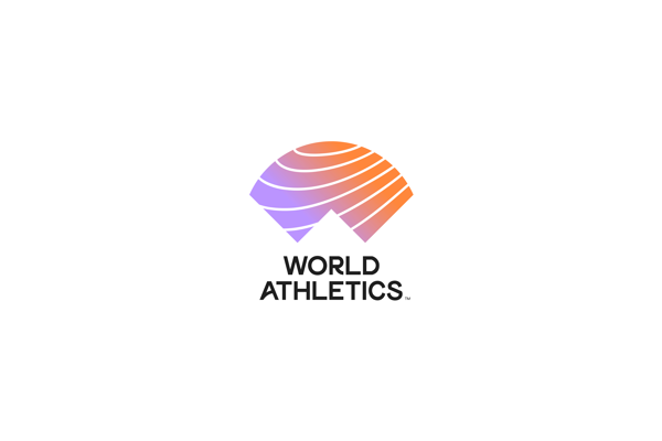 World Athletics official logo on a clean white wall