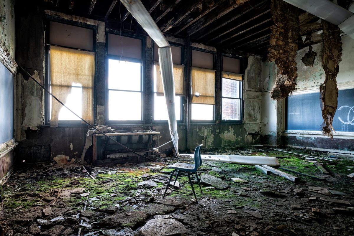 Abandoned school building