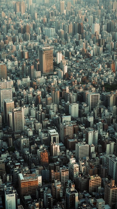 Aerial view of densely populated city